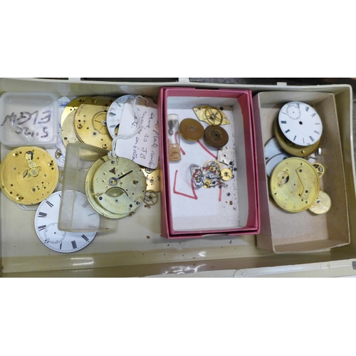 745 - Watch parts, pocket watches for spares and watch crystals