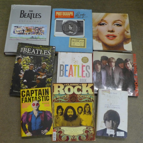 749 - A collection of music related books including The Beatles, The Rolling Stones and Elton John