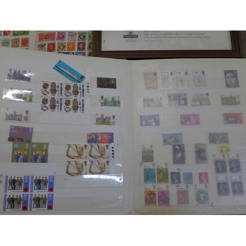 754 - A box containing stamp albums, loose stamps and twenty Royal Mail mint stamp packs