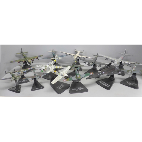 772 - Fourteen Atlas Editions model aircraft on stands (some a/f)