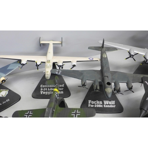 772 - Fourteen Atlas Editions model aircraft on stands (some a/f)