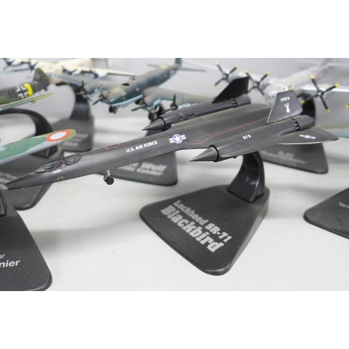 772 - Fourteen Atlas Editions model aircraft on stands (some a/f)