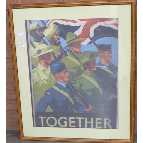 778 - A facsimile WWII poster, Commonwealth depiction titled 'Together', full poster size 24