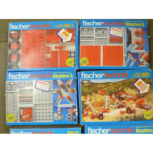 785 - Nine Fischer Technik sets, boxed