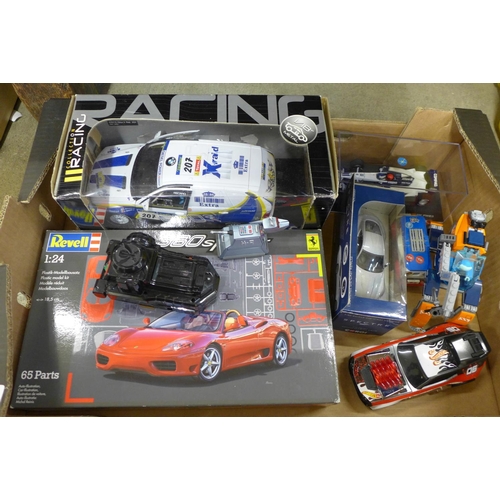 788 - A Revell 1:24 360 Spider set, a Solido Racing car, Scalextric Williams F1 BMW F23, a Corgi Spectre 0... 