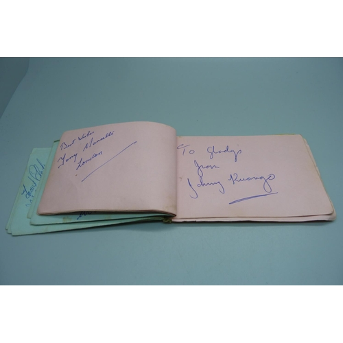 824 - An autograph book, mainly Sport, 1950s and 1960s, Surrey, Sussex, India 1959, Johnny Kwango, Billy T... 