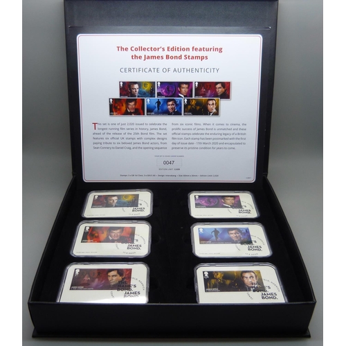 839 - The James Bond Stamp Collection, limited edition, 47/2,020, set of six stamps, boxed.