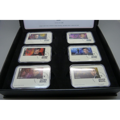 839 - The James Bond Stamp Collection, limited edition, 47/2,020, set of six stamps, boxed.