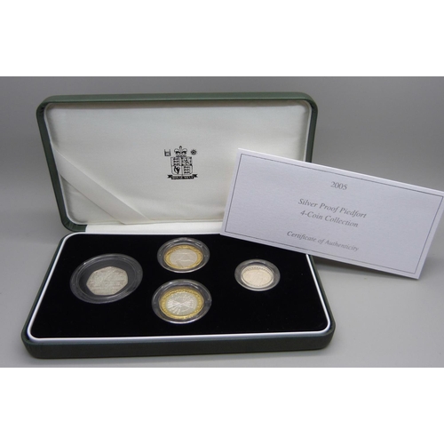 840 - A Royal Mint 2005 Silver Proof Piedfort 4-Coin Collection, boxed with certificate