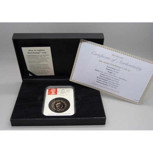 843 - A Jane Austen DateStamp UK £2, limited edition of 500, boxed