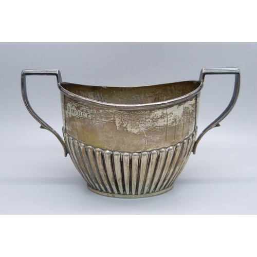 859 - A silver sugar bowl, 93g, J.R. makers mark