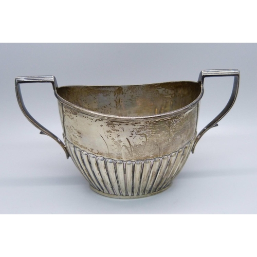 859 - A silver sugar bowl, 93g, J.R. makers mark