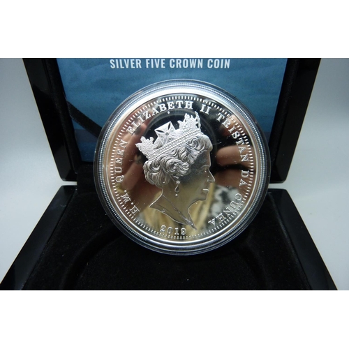 861 - Two D-Day 75 Silver Five Crown Coins, fine 999. silver The 5 Crowns For 5 Beaches, 2019, and The Nor... 