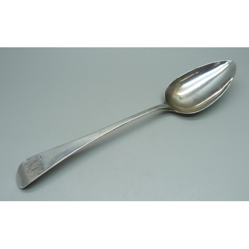 871 - A George III silver serving spoon, London 1801, Jonathan Perkins I, 59g