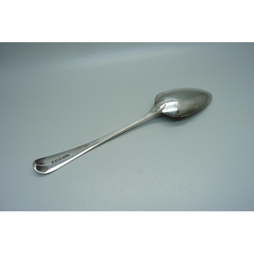 871 - A George III silver serving spoon, London 1801, Jonathan Perkins I, 59g