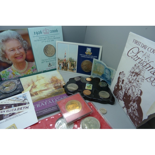 875 - A collection of commemorative crowns, including Trafalgar and Nelson, The Queen's 80th Birthday, 195... 