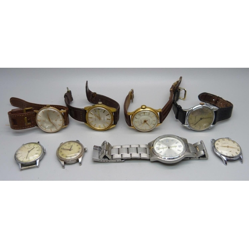 884 - Eight gentlemen's wristwatches, including Cyma, Ingersoll, Avia and one CCCP made