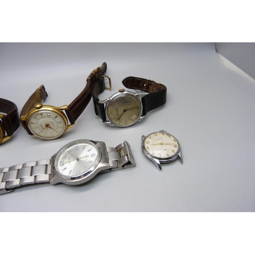 884 - Eight gentlemen's wristwatches, including Cyma, Ingersoll, Avia and one CCCP made