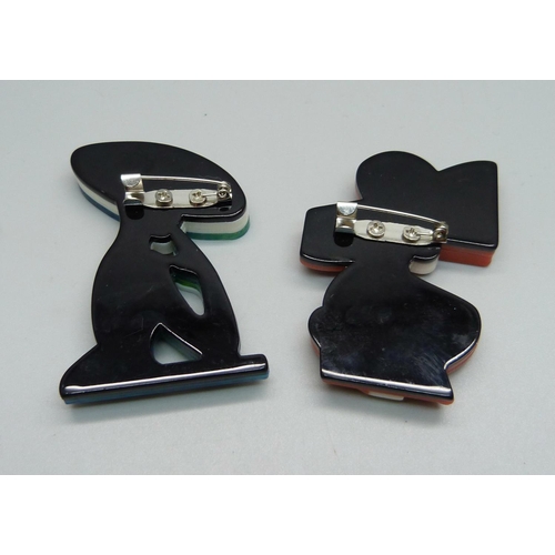 917 - Two Art Deco style lucite brooches