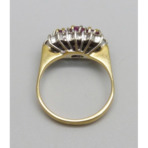 919 - An 18ct gold, ruby and diamond ring, 4.1g, J/K