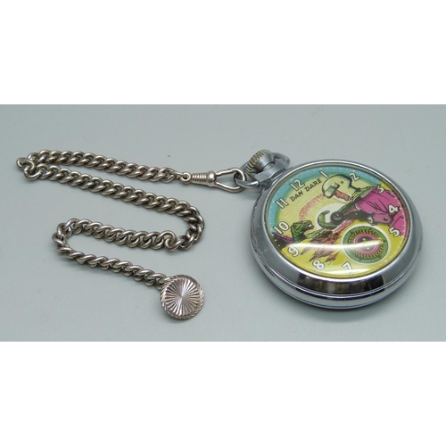 928 - A Dan Dare pocket watch by Ingersoll, case back personalised