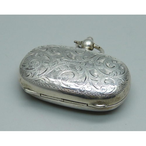 947 - An engraved silver double sovereign case, Birmingham 1908