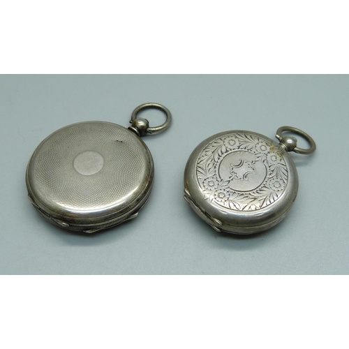 949 - An 800 silver fob watch and one other watch with silver dial