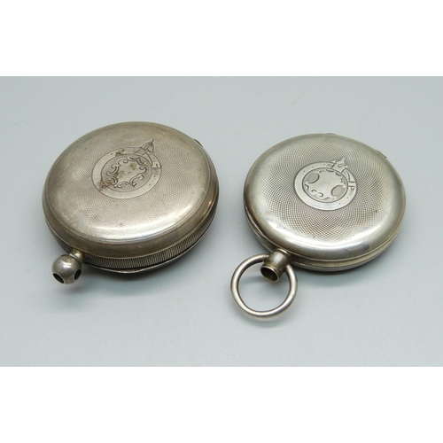 952 - Two silver pocket watch cases, 80g