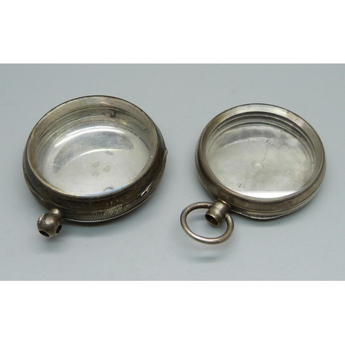 952 - Two silver pocket watch cases, 80g