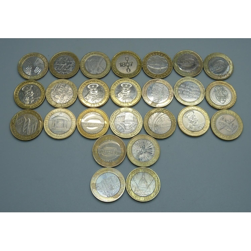 955 - Twenty-five collectable £2 coins including four Your Country Needs You, four London Underground, one... 