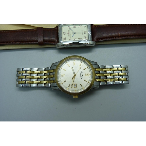 961 - Two Moët & Chandon Champagne promotional wristwatches and a Rotary wristwatch