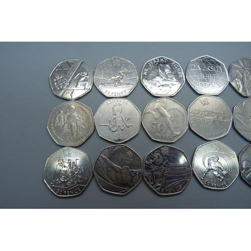 963 - Fifteen collectable 50p coins including eight 2012 Olympics