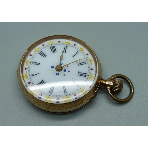 966 - A c1900 14ct gold fob watch, 33mm case