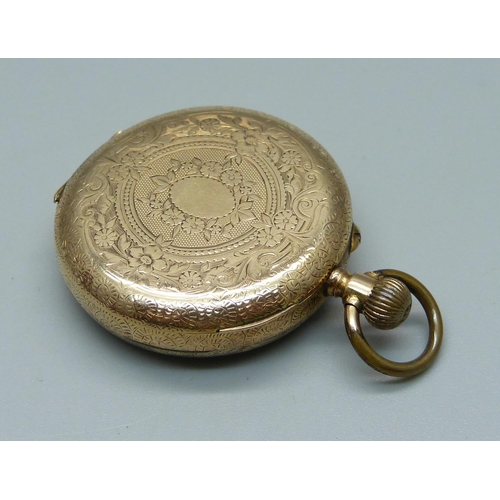 966 - A c1900 14ct gold fob watch, 33mm case