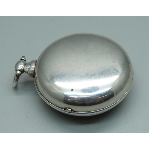 970 - A silver pair cased verge pocket watch with hand detailed Ancient Order of Foresters dial, maker Wil... 