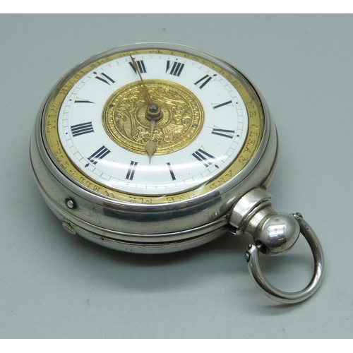 971 - A silver pair cased verge pocket watch, by David Jones, Almwch, (on Anglesey), the case hallmarked B... 