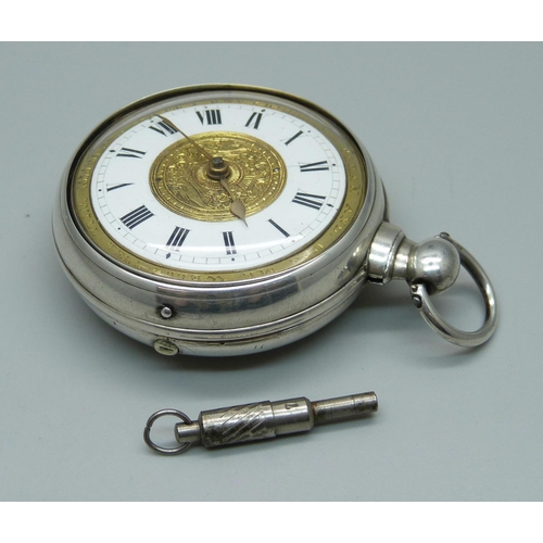 971 - A silver pair cased verge pocket watch, by David Jones, Almwch, (on Anglesey), the case hallmarked B... 