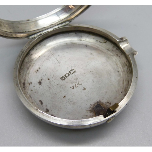 971 - A silver pair cased verge pocket watch, by David Jones, Almwch, (on Anglesey), the case hallmarked B... 