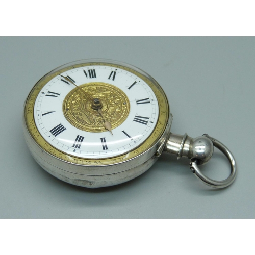 971 - A silver pair cased verge pocket watch, by David Jones, Almwch, (on Anglesey), the case hallmarked B... 