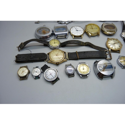 983 - A collection of mechanical wristwatches, a/f, (three retro watches lacking backs)