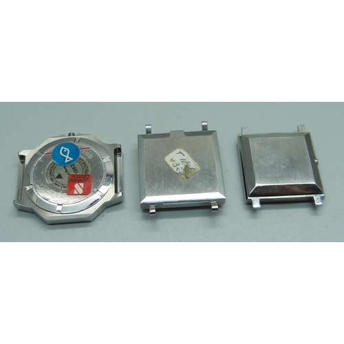 989 - Three Longines stainless steel watch cases