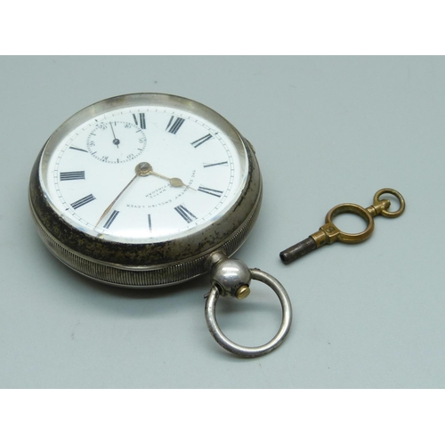 992 - A silver cased pocket watch, The Coventry English Lever, W.E. Watts, Nottingham, the case hallmarked... 