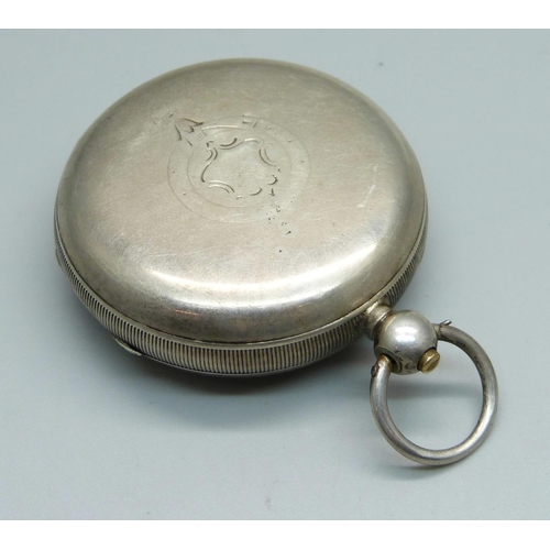 992 - A silver cased pocket watch, The Coventry English Lever, W.E. Watts, Nottingham, the case hallmarked... 