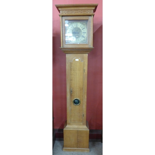 104 - An oak 30-hour longcase clock, the 10.5 inch brass dial signed Tantum, Loscoe, 204cms h