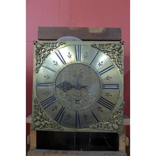 104 - An oak 30-hour longcase clock, the 10.5 inch brass dial signed Tantum, Loscoe, 204cms h