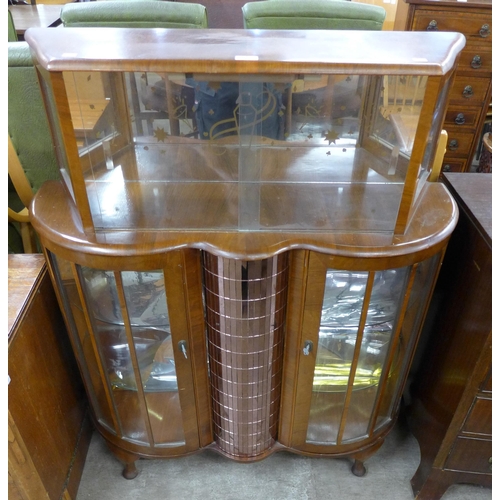 124 - An Art Deco walnut cocktail display cabinet