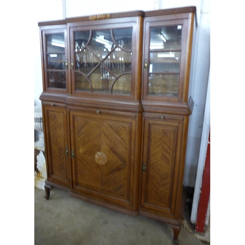 133 - An early 20th Century French inlaid mahogany breakfront side cabinet