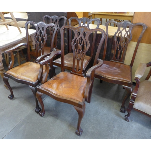 160 - A set of five Chippendale Revival mahogany dining chairs