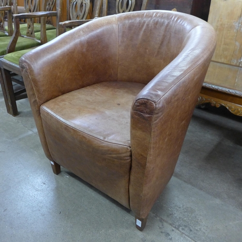 197 - A Halo brown leather tub chair