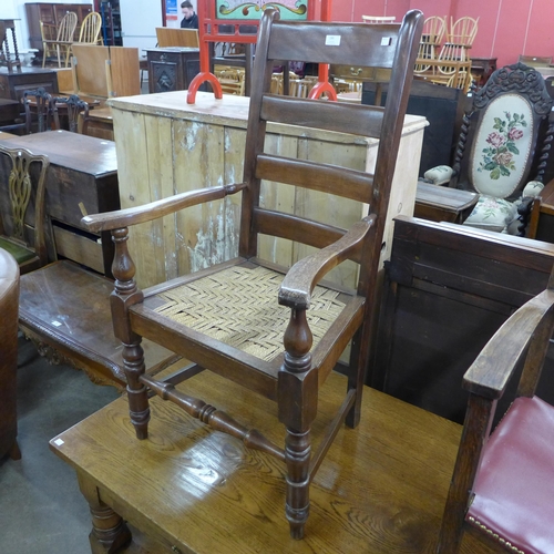 199 - A George III mahogany ladderback elbow chair